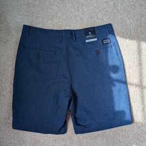 NWT Ben Sherman Regular Fit Blue Cotton Blend Flat Front Chino Shorts